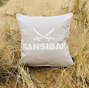 Sansibar Outdoor Kissen mit Füllung, 45x45, taupe/offwhite