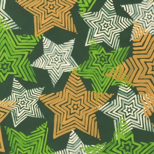 Geschenkpapier gestreifte Sterne 70cm x 2m Rolle grün / gold