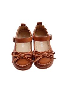 Mädchen Flat Shoes Magic Tape Princess Soft Sole Flats Leichte Runde Zehe Braun,Größe:25
