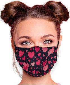 Mundschutz Maske in verschiedenen Farben Stoffmaske mit Motiv Mund- Nasenschutz mit wechselbarem Filter einstellbare Ohrbügel, Modell wählen:Herzen