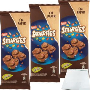Nestlé Smarties Schokoladentafel mit mini Smarties 3er Pack (3x90g Tafel) + usy Block
