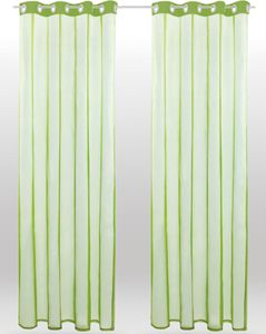 2er Pack Gardine Transparent Noella Ösen, Größe: 140 x 145cm (Grün)