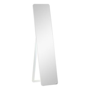 HOMCOM Stojanové zrcadlo Celotělové zrcadlo se sklopným rámem Make-up zrcadlo volně stojící nebo nástěnné stabilní do obývacího pokoje nebo šatny Borovicové dřevo MDF Bílá 37 x 43 x 156 cm