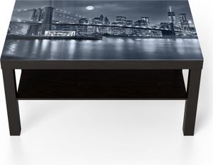 DEQORI Couchtisch 90x55 cm Schwarz 'Vollmond über New York' Glas Beistelltisch