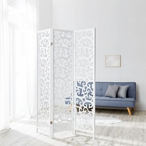 Homestyle4u 895, Paravent Raumteiler 3 teilig, Kiefer Holz Ornamente, Weiß Homestyle4u 895, Paravent Raumteiler 3 teilig, Kiefer Holz Ornamente, Weiß