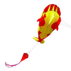 Lixada 3D Kinder Erwachsene Drachen Riesiger rahmenloser weicher Parafoil-Riesenwal-Drachen mit 30m Einleiner Flugdrachen , 120×215cm Beach Drachen mit Aufbewahrungstasche, gelb&rot Campingausrüstung
