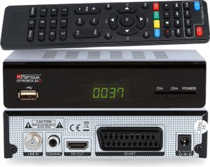 RED OPTICUM NYTROBOX AX S2 Sat Receiver mit Aufnahmefunktion I Digitaler Satelliten-Receiver HD 1080p - HDMI - SCART - USB - Coaxial Audio I 12V Netzteil ideal für Camping I DVB-S2 Receiver Schwarz
