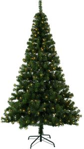 EGLO künstlicher Weihnachtsbaum 210 cm für innen und außen, naturgetreuer Tannenbaum mit LED-Beleuchtung warmweiß, Kunstbaum mit Ständer, IP44