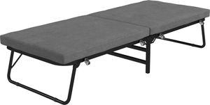 HOMCOM Klappbett 70 x 190 cm Gästebett klappbar mit 7cm Schaumstoff Matratze, verstellbares Kopfteil, Reisebett mit Rollen, Leinenoptik, Metallrahmen für Büro, Gästezimmer, Dunkelgrau HOMCOM Klappbett 70 x 190 cm Gästebett klappbar mit 7cm Schaumstoff Matratze, verstellbares Kopfteil, Reisebett mit Rollen, Leinenoptik, Metallrahmen für Büro, Gästezimmer, Dunkelgrau