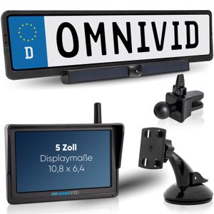 omniVID® Solar 5 Premium Rückfahrkamera-System, Kabellos mit 5 Zoll Monitor solarbetriebender Kamera zum Nachrüsten