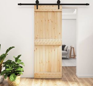 vidaXL Posuvné dvere s kovaním 80x210 cm borovicový masív