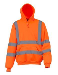 Herren Hi Vis Pull-Over Hoodie / EN ISO20471 Klasse 3 - Farbe: Hi-Vis Orange - Größe: L