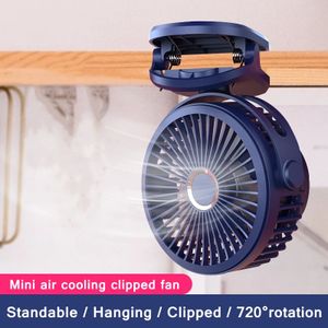 Mini-Lüfter 2400 mAh, wiederaufladbar, 360°-Drehung Ventilator, leiser Hänge-Clip-Lüfter für Schlafzimmer, Büro, blau