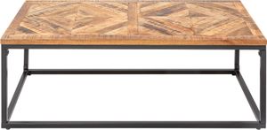 Eleganter Couchtisch INFINITY HOME 100cm natural Mangoholz Fischgrätmuster Wohnzimmertisch Sofatisch Beistelltisch