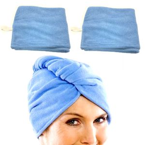 2er Set Kopfhandtuch Haarturban Blau | Haartrockentuch Handtuch Damen | Kopftuch Haar Turban | Trockentuch Haarhandtuch