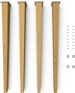 4x sossai® Holzfüße eckig - gerade Ausführung 71cm Eiche