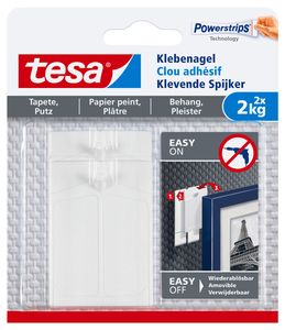 tesa Klebenagel für Tapeten und Putz Powerstrips Nagel (2 St.), Klebehaken OVP