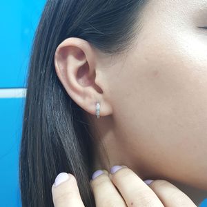 Creolen Diamanten Brillant Schliff Ohrringe 14 Karat Weißgold