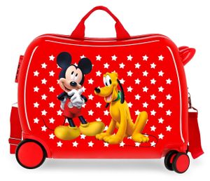 Mickey Mouse und Pluto roter Fahrkoffer