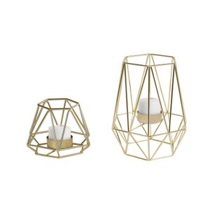 10er Kreative Kerzenständer Set Teelicht geometrische Form Metall Kerzenhalter Hochzeit Party Tischdekoration (gold)