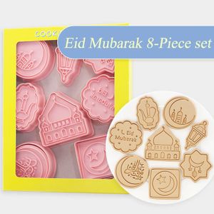 8 Stück Ausstecher Set Eid Mubarak Ausstechformen Keksausstecher Wiederverwendbar Ramadan Plätzchenausstecher Backform für Fondant Schokoladen Kekse (A)