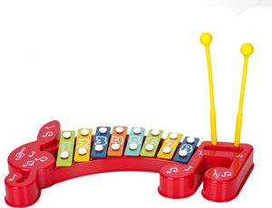 Kinder Xylophon Lernspielzeug, Musikinstrument für Kinder, aus Kunststoff mit 8 Klangplatten (1 Oktave), 2 Schlegel, Instument