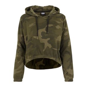 Urban Classics Damen Ladies Camo Cropped Hoody TB1636, color:olive camo, size:M