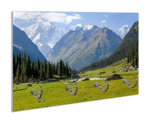 Wallario Schlüsselbrett aus Glas, Motiv: Gebirgspanorama Himmelsgebirge, 30 x 20 cm mit 4 Haken