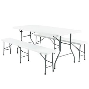 Zahradní stůl Viking 180x74cm skládací stůl 2x lavice pro gastronomii skládací lavice plastová