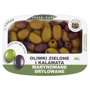 Lyrakis Familie Marinierte Grüne Oliven und Kalamata-Oliven 200 G