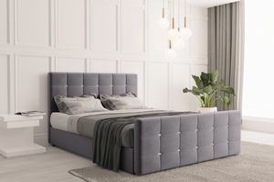 Skriňová posteľ s podnožou a matracom 120 cm x 200 cm, posteľ do spálne ROMA sivá