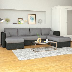 Vitalispa Sofa U Form , 290 cm, Anthrazit/Schwarz