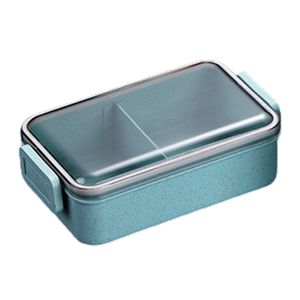 Mittagsbehälter mit klarem Deckel versiegelt, gut Kunststoffkompartiment Bento Lunch Box Picknick -Geschirr-Einzelschicht blau