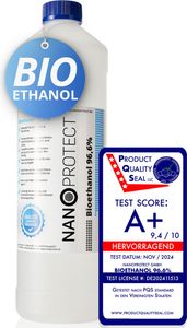 Nanoprotect Bioethanol 96,6% | 1 Liter | Flüssiger Ethanol Brennstoff für Indoor Kamin und Tischfeuer | Reiner Ethylalkohol als Lösungsmittel | e …