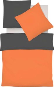 Fleuresse Halbleinen Wendebettwäsche Provence W Verviers 200x200 cm + 2x 80x80 cm orange-schiefer