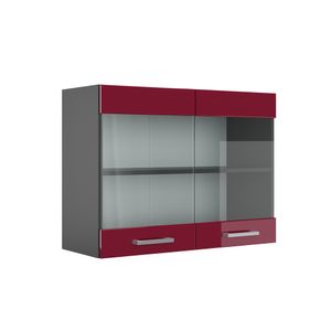 Vicco Szklanka szafki kuchennej R-Line, 80 cm, Bordowa Czerwień wysoki połysk/Antracyt