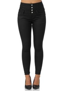 Elara Damen Jeans High Waist Push Up Skinny Fit 1166-1 Black-40 (L)