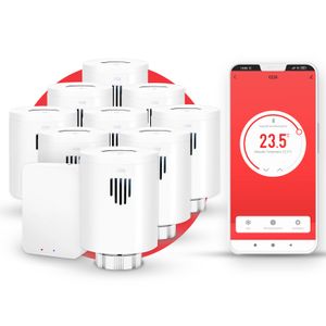 evanell° Smart Home Heizkörperthermostat WLAN 9 Stück + Starterkit, Heizungsthermostat Digital, Elektronisch - Thermostat Heizung für Heizkörper Kompatibel mit Zigbee, Alexa und Google Home