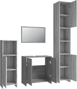 vidaXL 4-tlg. Badmöbel-Set Grau Sonoma Holzwerkstoff vidaXL 4-tlg. Badmöbel-Set Grau Sonoma Holzwerkstoff