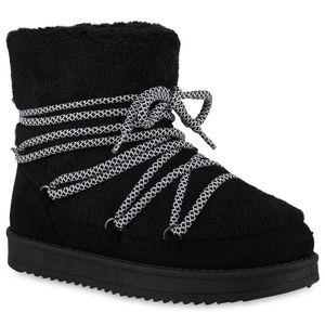 VAN HILL Damen Warm Gefütterte Winter Boots Stiefeletten Kunstfell Schuhe 839673, Farbe: Schwarz, Größe: 37