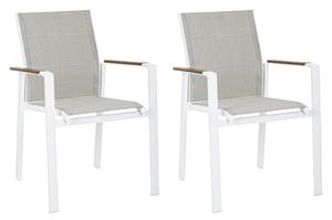Gartenstühle - Weiß - Aluminiumrahmen - Textilen - stapelbar - 2er Set