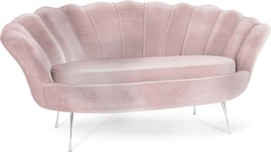 Samt Muschel Sofa mit Golden oder Silber Metallbeinen - Weicher 2-Sitzer Couch für Wohnzimmer - Elegant Polstersofa Muschelform - Soft Cloud Set - Silber Beinen - Rosa