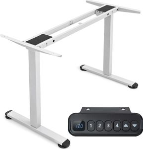Dvojmotorový stolový rám COSTWAY výškovo nastaviteľný 25 mm/s stolový rám s funkciou proti kolízii a pamäťou, stojanový stolový rám 50 dB, nosnosť 100 kg Biela