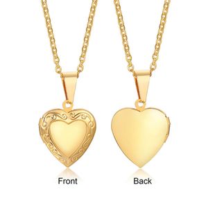 Medaillon mit Foto: Herz Kette aus Edelstahl Gold