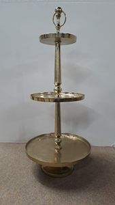 Etagere Servierständer Palinenständer 41x41x89cm Aluminium gold 3 Etagen