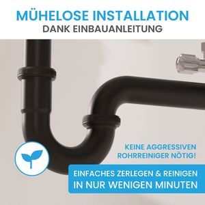Bächlein Universal Siphon für Waschbecken & Waschtisch - Schwarz