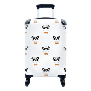 Kufr Příruční zavazadlo na kolečkách Malý cestovní kufr na 4 kolečkách Panda - černá - bílá - vzor - Velikost kabiny < 55x40x23 cm a 55x40x20 cm -