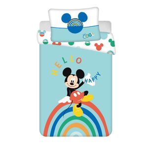 Disney Mickey Mouse BABY Bettbezug, Regenbogen - 100 x 135 / 40 x 60 cm - Baumwolle