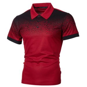 Herren Poloshirt Slim Fit Kurzarm Poloshirt mit Farbverlauf Pullover T-Shirt,Farbe: Rot,Größe:4XL