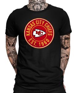 Kansas City Chiefs - American Football NFL Super Bowl Herren T-Shirt, Schwarz, L, Vorne